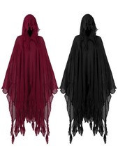 2 Pcs Grim Reaper Costume Set Scary Cloak Witch Costume Men Women Hooded Cape...