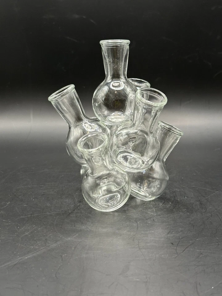 Vintage MCM Glass Seven Cluster Propagation Station Stacked Floral Bud Vases - Image 2 of 4