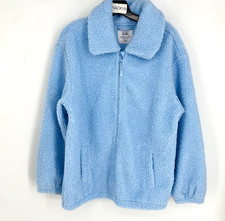 Athleta Girl XXL 16 Pastel Blue Sherpa Teddy Fleece Jacket Polyester