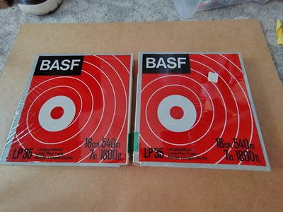 2 New Old Stock Sealed BASF LP 35 7  1800ft Long Play Reel To Reel Tape Vintage