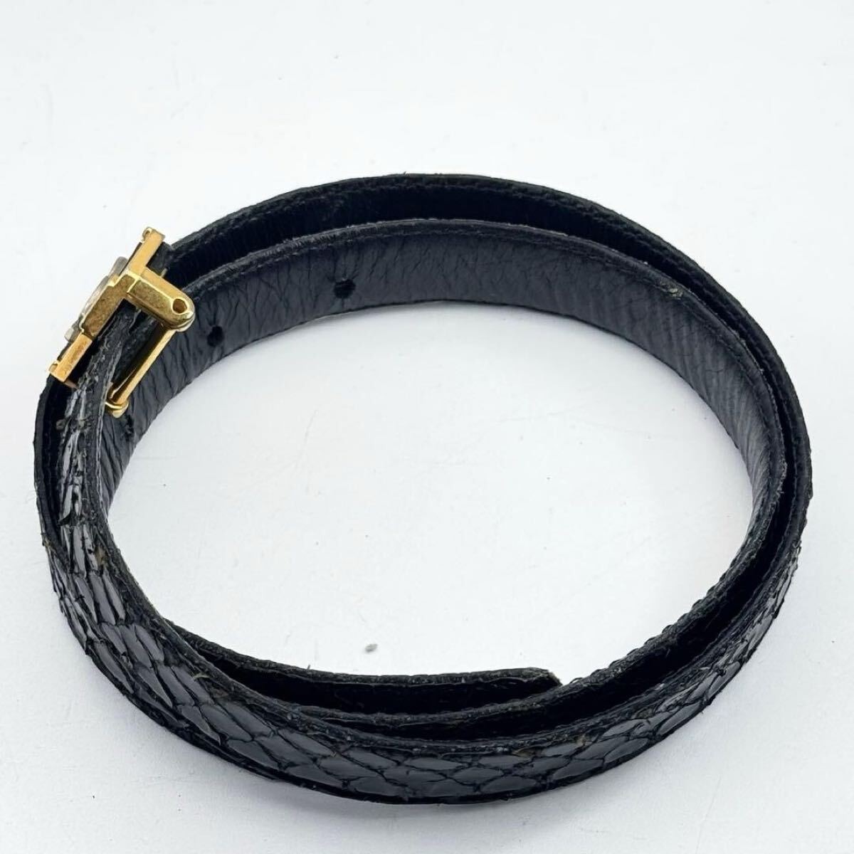 CHANEL   Coco Mark Belt Octagon Black Python Logo… - image 2