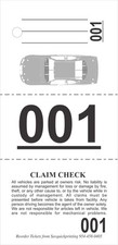 Valet Parking Tickets 1000 - Vehicle Claim Tags with Car 1000, White/Ivory