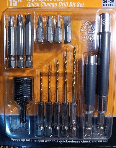 WARRIOR High Speed Steel Quick Change Drill Bit Set 15-Piece - Afbeelding 8 van 8