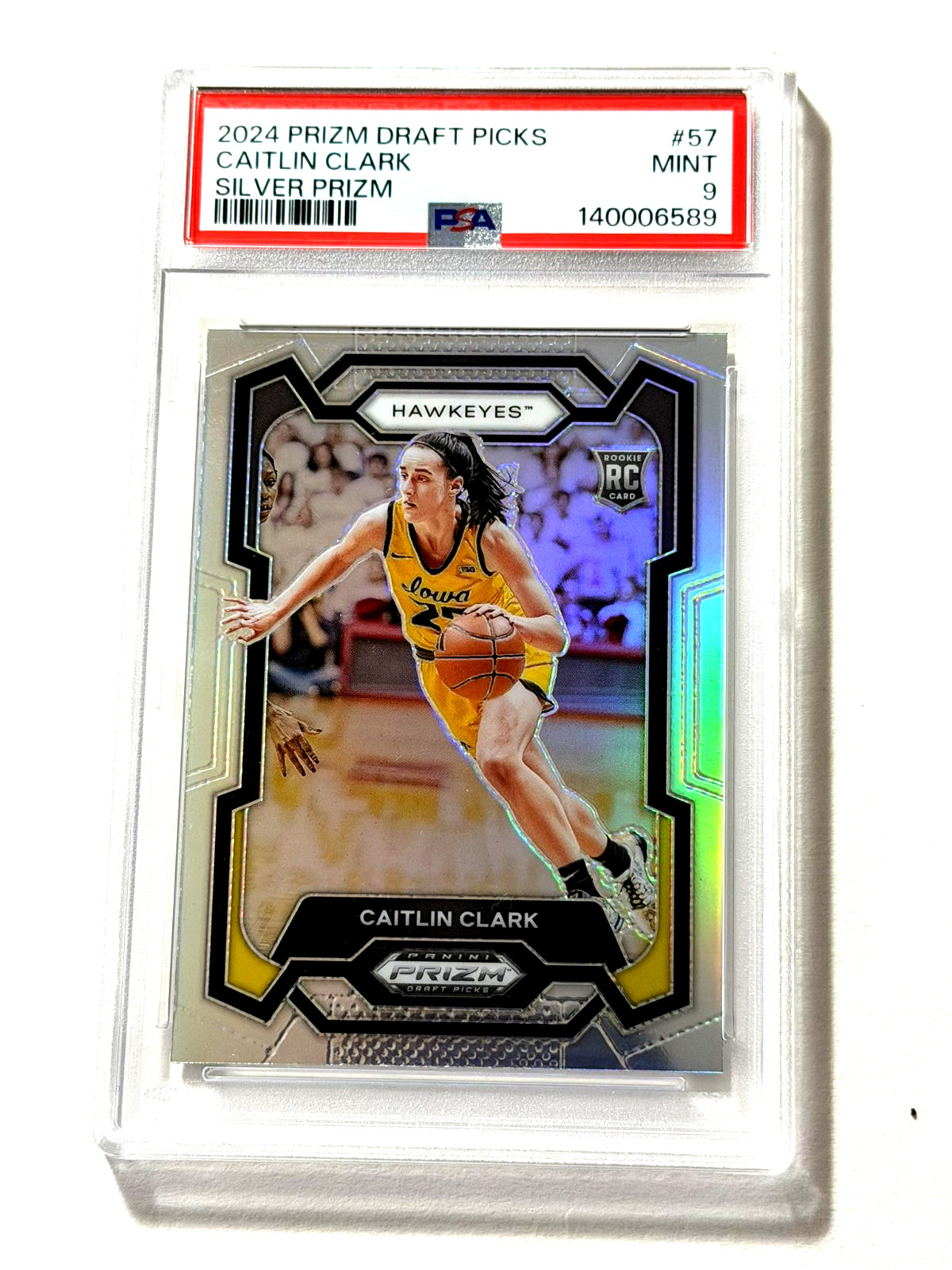 2024 PANINI PRIZM DRAFT PICKS RC SILVER PRIZM #57 CAITLIN CLARK PSA 9 MINT view 1