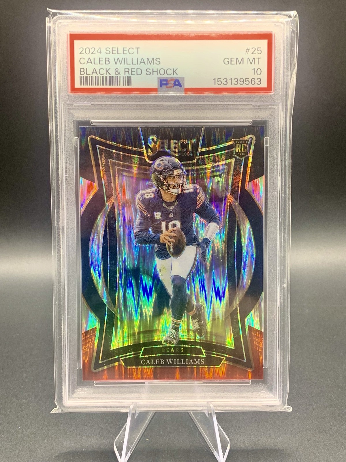 2024 Select - Concourse Caleb Williams #25 Black & Red Shock Prizm (RC) PSA 10 view 1