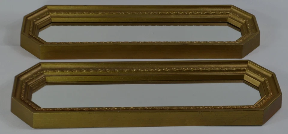 Vintage 1978 Homco Conjunto de 2 Espelhos Dourados - 2373A, 2374B - Raro HTF MCM Hollywood - Imagem 4 de 4