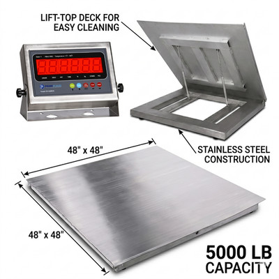 New PS-SSF NTEP 48''x48'' Wash down Lift-Top Floor Scale 5000 lb Capacity
