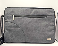 MOSISO Laptop Shoulder Bag 15.6 Inch Gray Padded Messenger Case Adjustable Strap