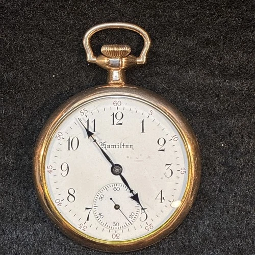 Antique 12s 1914 Hamilton 19 Jewel Model 1 Grade 900 Pocket Watch Gold Material