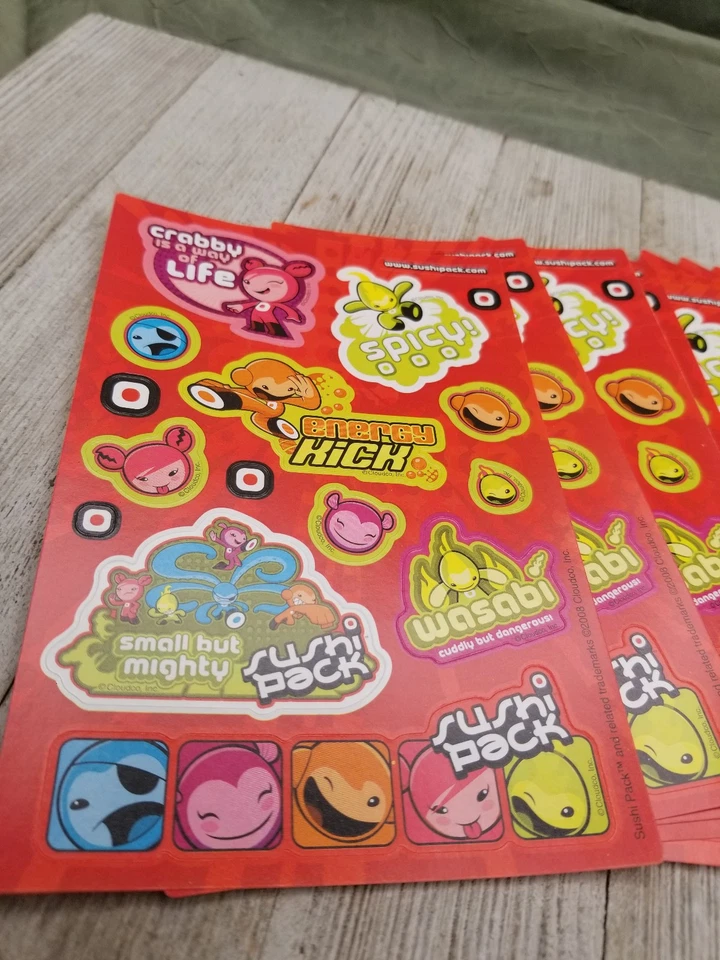 Lote de 30 Hojas Vintage Pack Sushi Dibujos Animados Cloudco Crabby Wasabi Pegatinas Foto 2 de 3