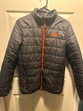 The North Face Unisex Kids XL 18/20 Gray/Orange Quilted Puffer Jacket Full Zip