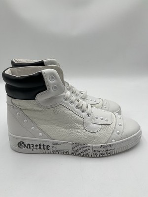 John Galliano studded leather high-top sneakers in white Size 41