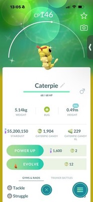 Pokemon Go Shiny Caterpie (XXL)