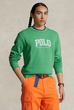 Polo Ralph Lauren Green POLO LOGO Fleece Pullover Crewneck Sweatshirt