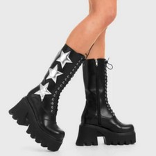 Botas de plataforma Lamoda talla 10 estrellas botas de tacón grueso espacio vaquero as libremente