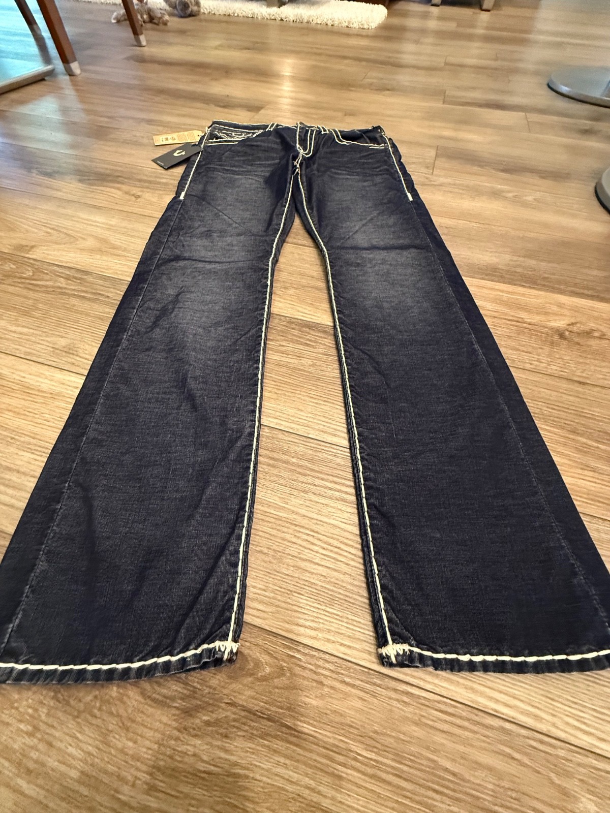 NWT Vintage True Religion Jeans Ricky Super T Midnight Blue Corduroy Pants 32x33 thumbnail 7