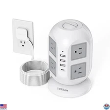 TESSAN 10 ft Surge Protector Power Strip - 8 AC Outlets & 4 USB Ports (1 USB-C)