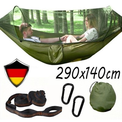 Hängematte Outdoor mit Moskitonetz Hammock Camping kompl. mit Karabiner u Gurt