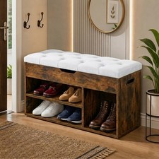 Ottoman Shoe Storage Bench Velvet Seat Wooden Hallway Entryway Rack Multi Colour