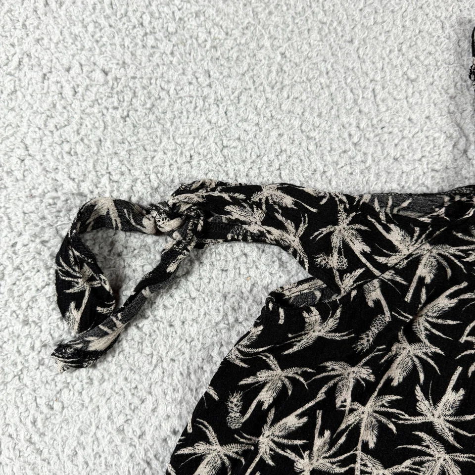 Camiseta sin mangas Mossimo Co negra para mujer hoja M palmera tiras gasa hombro frío Foto 3 de 4