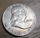 1957 Franklin Half Dollar -Great Shape-No Mint  Mark