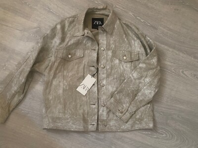 Zara linen cotton jacket shirt shacket ecru beige White Top Tie Dye