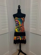 SOFT WORKS DRESS MOD/VINTAGE STYLE KNEE LENGTH MULTI-COLOR ABSTRACT  SZ S