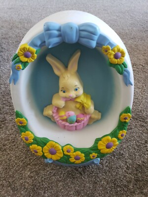 VTG 1995 EMPIRE EASTER BUNNY RABBIT FLOWER BASKET EGG BLOW MOLD LIGHT 18 in-USA