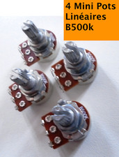 4 Mini Potentiometers B500K Split Shaft 9Mm - Linear Taper - All Guitars