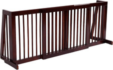 28"-80" Adjustable Wooden Pet Dog Gate, Freestanding Step over Fence for Corrido