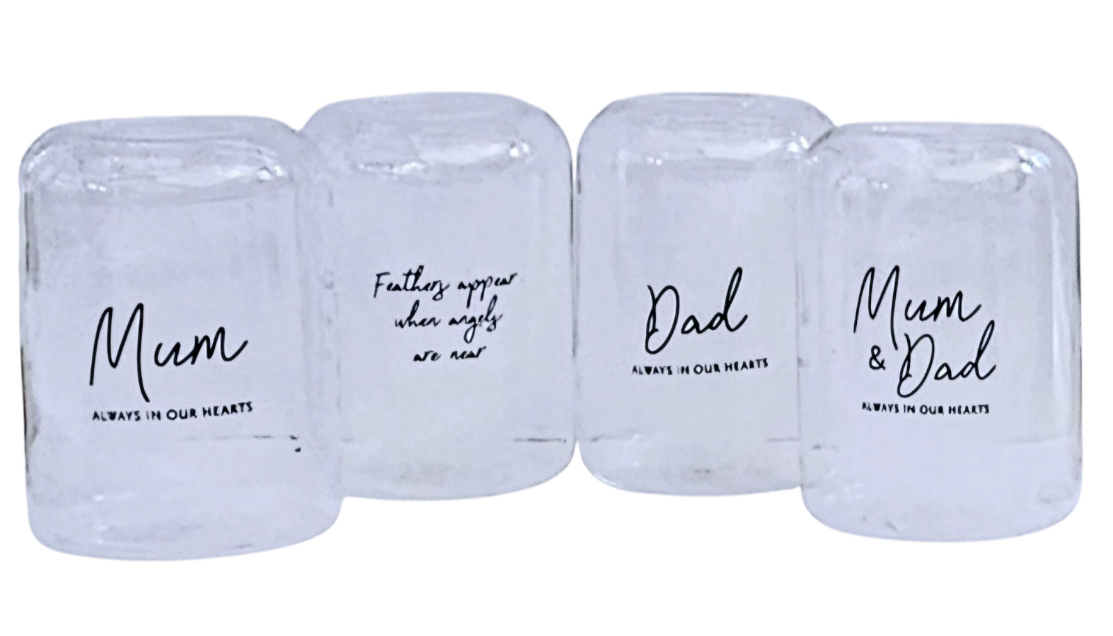 Feathers Appear Angels Glass Tealight Holder Memorial Tribute In Loving Memory - Image 3