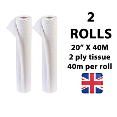 Weiße Couchrollen 20'' x 40m GP Salon Schönheitsmassage Klinik Rolle Hygiene Bett Chai