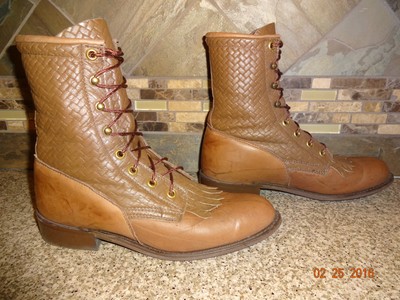 Bottes Cowboy Femme Capezio Cuir Marron Taille 6.5M - Style Western à Lacets