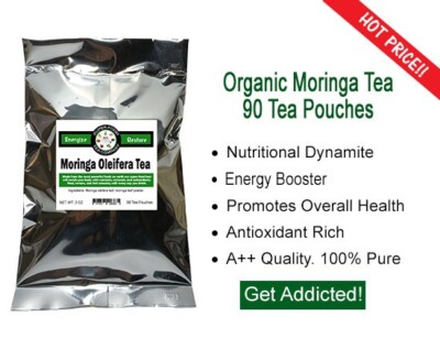 90 Organic Moringa Oleifera Tea Pouches  - Nutrients + Energy + Antioxidants