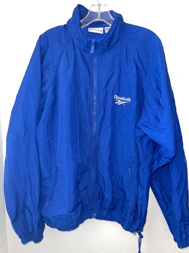Vtg Reebok Solid Plain Blue Full Zip 