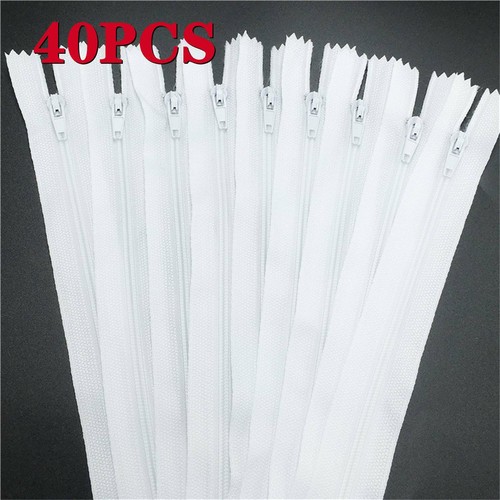 UP 60pcs Wihte Closed End Nylon Zippers Tailor Sewer DIY Craft Sewing Tools 20cm - Picture 11 of 12