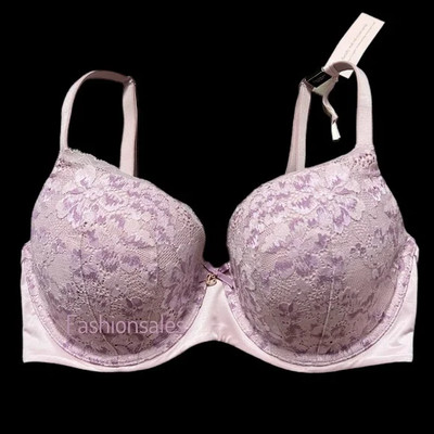 Victorias Secret Supersoft Body Lined Demi Floral Lace Bra Lavender 32DDD New