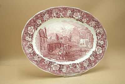 Palissy Thames River Scenes Datchet Bridge Bucks Rot Servierplatte ovale Platte 