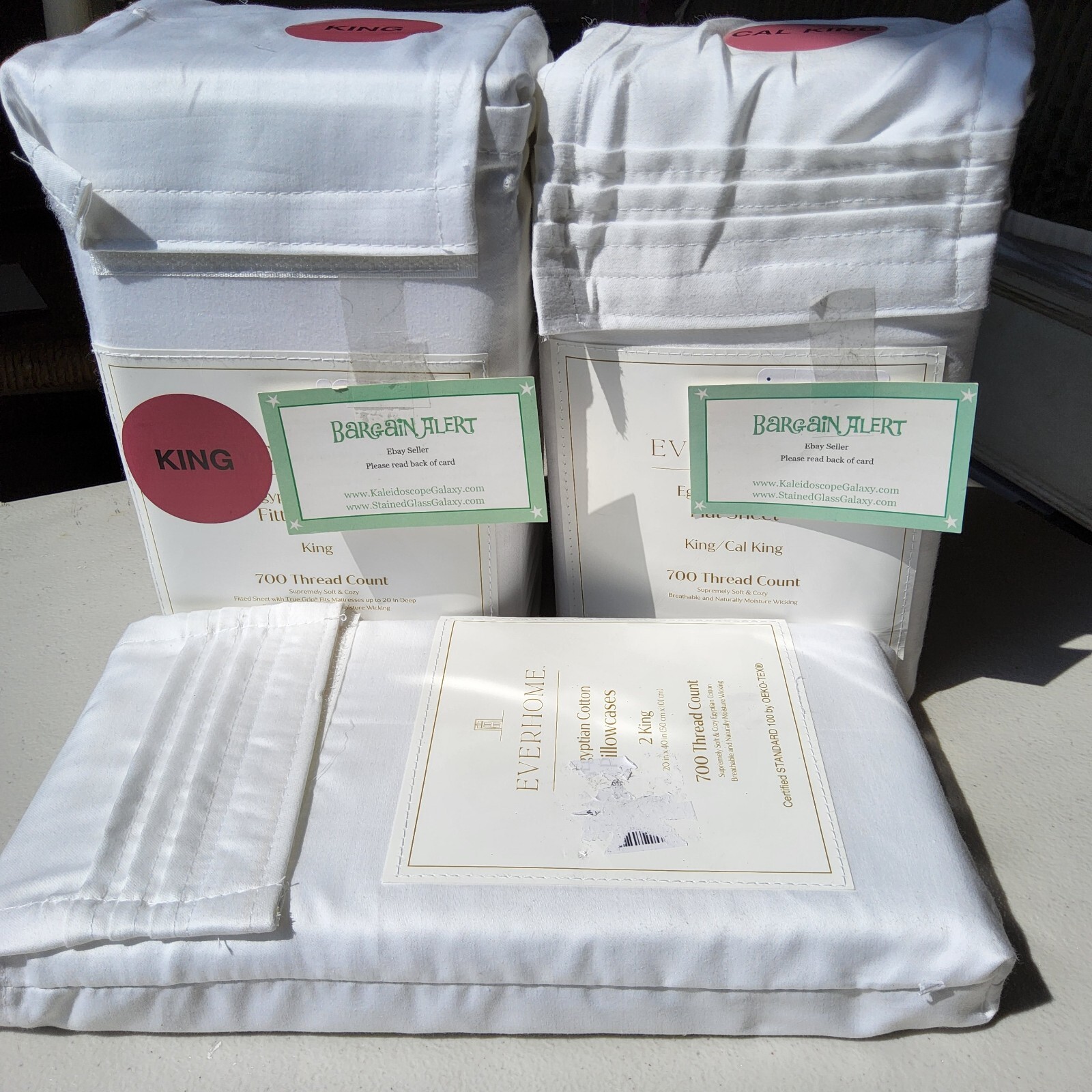 4pc Everhome Egyptian Cotton 700 TC King Fitted & Flat Sheets