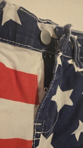 Girls American Flag 4th of July Distressed Denim Double Ruffle Bell Bottoms XL - Picture 16 of 17