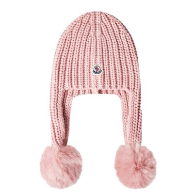 Moncler 'Berretto' Beanie Bobble Hat Pink UK