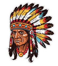 Native American Indian with headdress head dress Sticker Stickers Decal A995