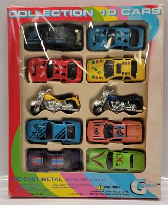 Gingell Car Motorcycle Diecast Collection 10 Pack 1:64 No. 9611 Made in China