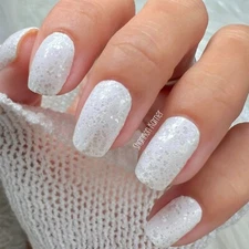 Color Street Nail Polish Strips WHITE SWAN with BEAUTIFUL MATTE Silver glitter