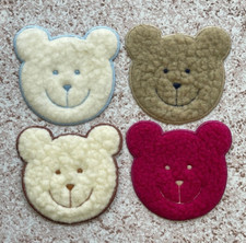 Lot/ 5 Cute Furry Sherpa Teddy Bear Head Sew On Iron On Patch DIY can mix colors