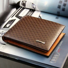 Men's Leather Bifold ID Card Holder Purse Wallet Billfold Handbag Slim Clutch 