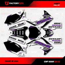 Black & Purple Shift Racing Graphics kit fits Honda Crf450 09-12 Crf 450 Decal