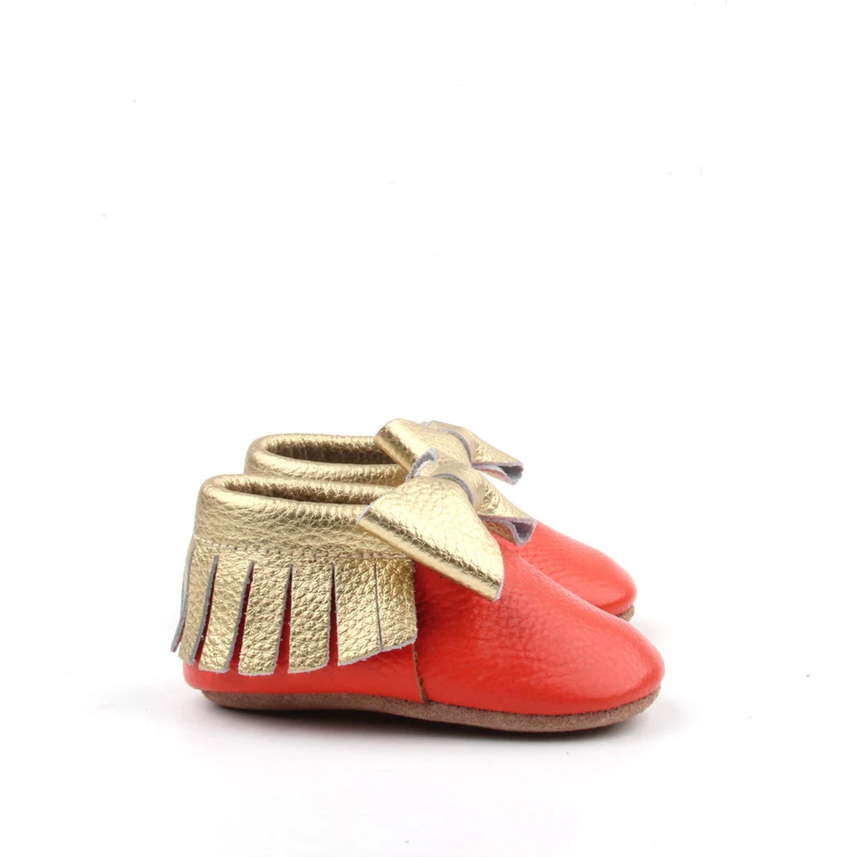 Starbie Bebé Mocasines Otoño Bebé Zapatos Niño Zapatos Naranja Infantil Zapatos Foto 2 de 4