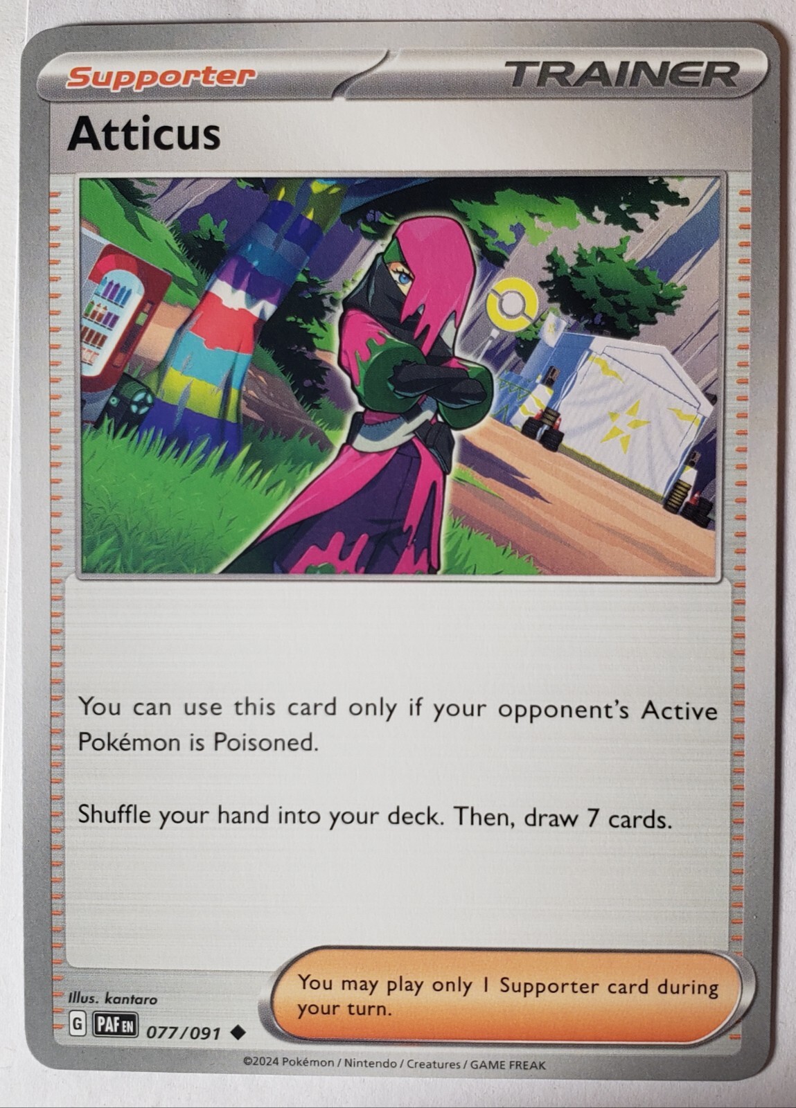 Atticus 077/091 NM / M Paldean Fates Pokemon Card $2 Combined Ship - Kantaro Art