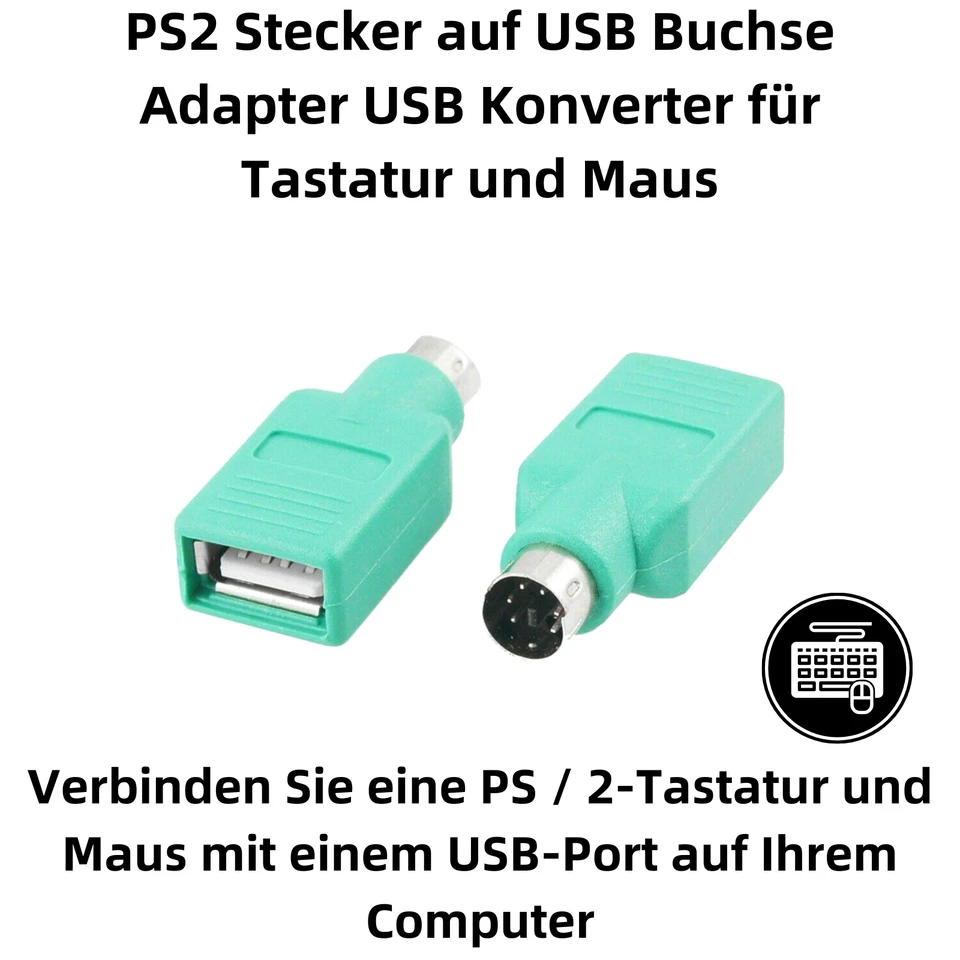 2x USB Male To PS2 Female Adapter Converter for Computer PC Keyboard Mouse PS/2 - Image 2 of 4